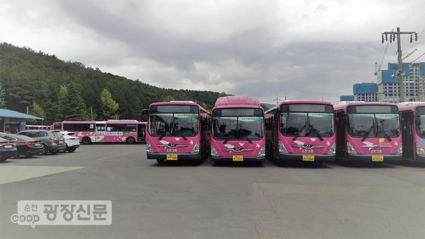 지난 20일 순천교통 시내버스 노동조합이 파업에 돌입했다. ⓒ순천광장신문