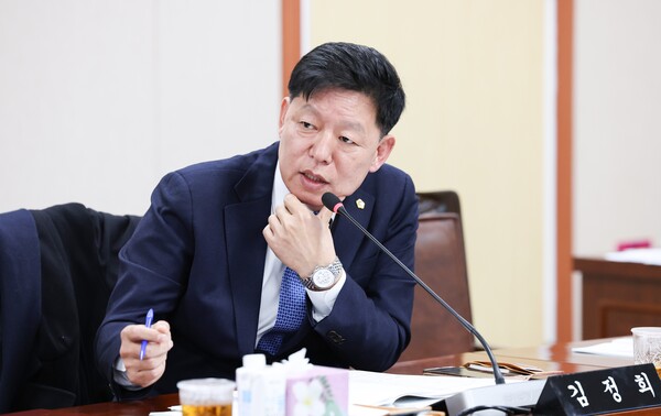 김정희 도의원이 25일, 전라남도 여성가족정책관실의 2024년 업무보고를 청취한 뒤 질의하고 있다.